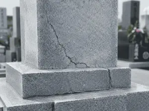 ひび割れた墓石